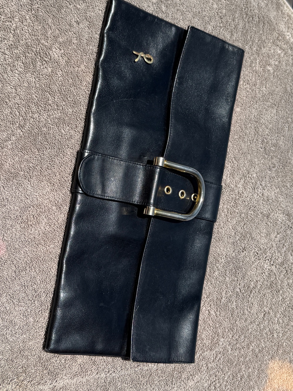 Roberta di Camerino Black Leather Belted Clutch Bag Vintage - Picture 8 of 15